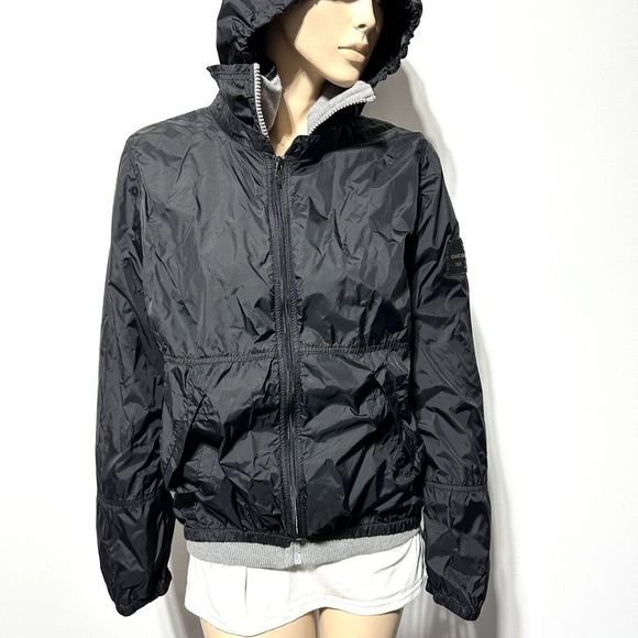 Diesel Women’s Hoodie Jacket Size L Large Packable Shell Windbreaker Full Zip - Picture 2 of 16